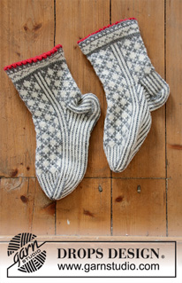 Free patterns - Dámské ponožky a papučky / DROPS Extra 0-1433