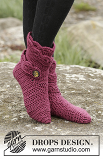 Hot Socks / DROPS 171-37 - Crochet DROPS slipper in Alaska.