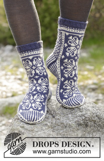 Free patterns - Dámské ponožky a papučky / DROPS 181-12