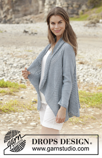 Seaside Dreamer / DROPS 191-6 - Knitted circle jacket with lace pattern. Sizes S - XXXL. The piece is worked in DROPS BabyAlpaca Silk.
