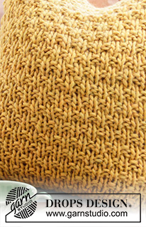 Tea and Honey Pillow / DROPS 207-46 - Kötött párnahuzat, struktúramintával, DROPS Snow fonalból Kb 50 x 50 cm-es párnára illik