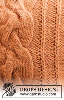 Autumn Twist Pillow / DROPS 207-51 - Housse de coussin tricotée avec torsades et côtes anglaises en DROPS Snow. Pour un coussin de 50x50 cm.