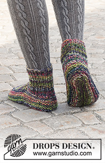 Free patterns - Dámské ponožky a papučky / DROPS 227-59