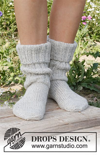 Free patterns - Dámské ponožky a papučky / DROPS 229-22