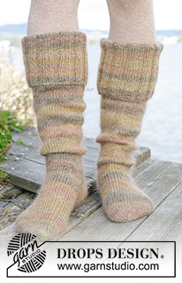 Free patterns - Dámské ponožky a papučky / DROPS 244-35