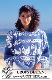 DROPS 25-1 - Sweter na drutach, z żakardem, z włóczki DROPS Muskat. Od S do L.
