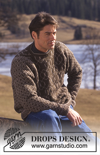 DROPS 52-15 - Damski lub męski sweter na drutach, z żakardem, z włóczki DROPS Karisma Superwash, z kwadratowym dekoltem.