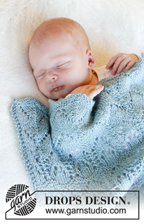 Milk Dreams / DROPS Baby 31-23 - Dětská deka s ažurovým vzorem  pletená z příze DROPS BabyMerino. Motiv: Dětské deky.