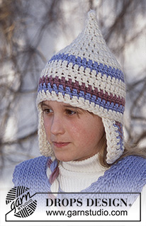 Snow Gnome Hat / DROPS Children 12-52 - Heklet lue til barn i DROPS Snow. Arbeidet hekles med øreklaffer. Størrelse 3 - 14 år.